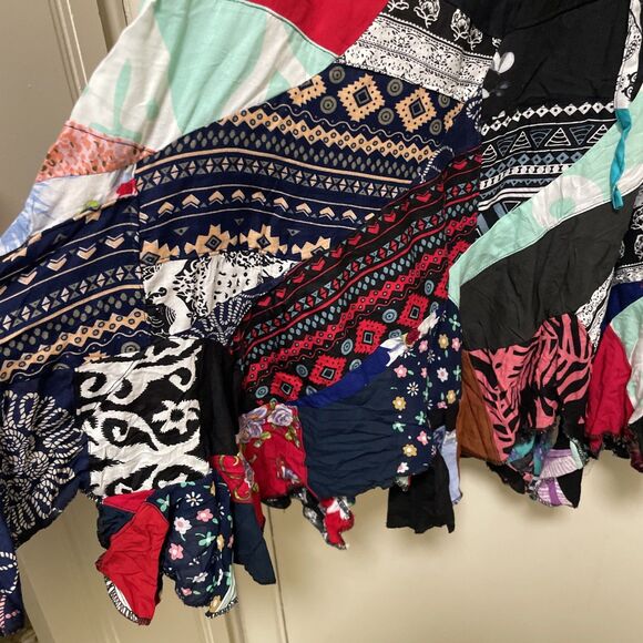 Peaceful People Skirt Sm-Med Boho Hanki Patchwork Renaissance NWT Beautiful - Picture 2 of 12